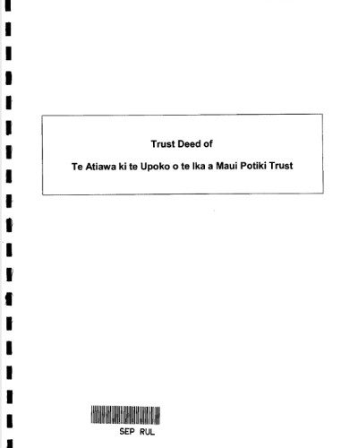 Te Ātiawa ki te Upoko o te Ika a Māui Pōtiki Trust Deed Download
